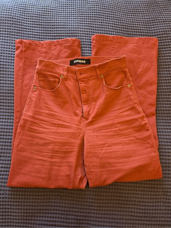 Express Pants - Express Extreme High Rise Brick-Red Jeans 0 Regular